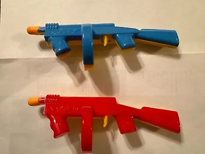 2 VINTAGE 1960s LIONAL HARD PLASTIC TOY TOMMY GUNS 6 1/2 INCHES LONG • $18