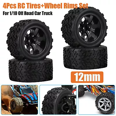 4Pcs Tires Car Wheels Rim 12mm Hex For 1/10 RC Car HIMOTO TREKKER/Hobao/ABSIMA • $30.98