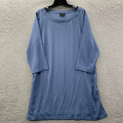 J Jill Blouse Womens Large Top 3/4 Sleeve Blue Wearever Collection Blue • $16.95