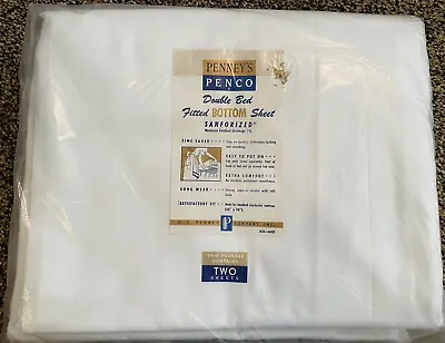 Vtg Penneys 100% White Cotton Muslin Double Bed Fitted Bottom Sheet 2 Pack 54x76 • $24.99