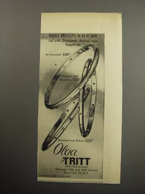 1957 Olga Tritt Jewelry Advertisement - Bangle Bracelets In 14 Kt Gold • $19.99