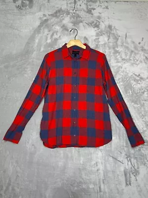 J Crew Shirt Womens 10 Fiery Sunset Buffalo Check Plaid Boy Fit Cotton Button Up • $18