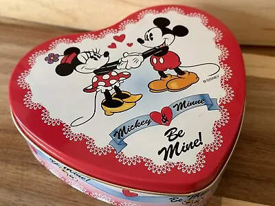 MICKEY & MINNIE Mouse Heart Shaped Tin BE MINE 6  Disney Vintage • $20