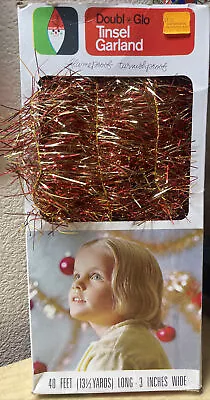 Vintage Package Of Red & Gold Mix Christmas Tinsel Garland 40’ X 3” Doubl Glo  • $13.95