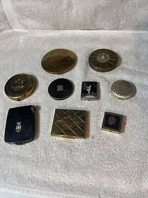 9 Pc Lot Antique / Vintage Compacts Trinket /pill Boxes Round Square Deco • $59.95