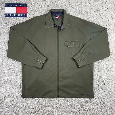  Tommy Hilfiger Outdoors Men’s Military Green Khaki Harrington Jacket Large • $29.99