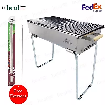 Stainless Steel Charcoal Grill Kebab BBQ Portable Mangal + FREE Skewers • $164.90