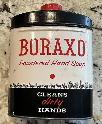 Vintage BORAXO Powdered Hand Soap Empty 8oz Metal Tin Can - Cleans Dirty Hands! • $20