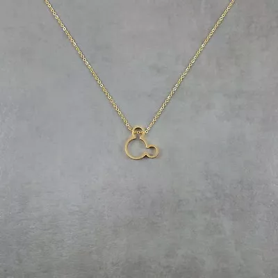 Mickey Mouse GOLD Dainty Necklace In Gift Box Disney Character Mouse Sillhouette • $15.37