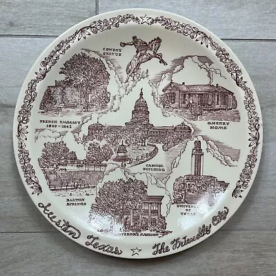 Austin Texas Souvenir Plate Tourist Points Of Interest Vernon Kilns • $49.99