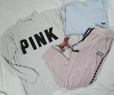 Women's Lot (4) Clothes VICTORIA'S SECRET PINK Joggers Sweatshirt & More Sz S • $34.99