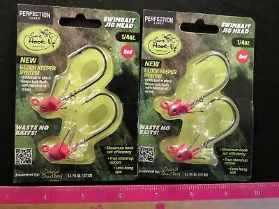 2 Packs Perfection Lures Swimbait Jig Heads 1/4 Oz Red 18-201 SHURS1/4 Total 4 • $11.99