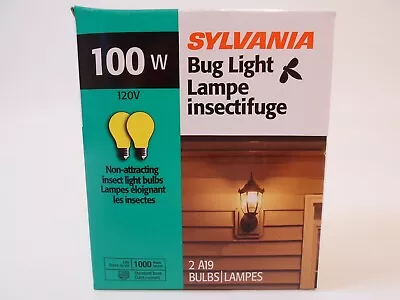 Yellow Bug Light Bulb 100W Watt Sylvania 2 Pack Outdoor Porch Non-attracting 100 • $11.95