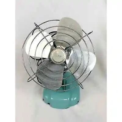 Vtg Aqua Blue Eskimo Electric Steel Blade Cage Fan Model 081002 Tabletop Works • $38.50