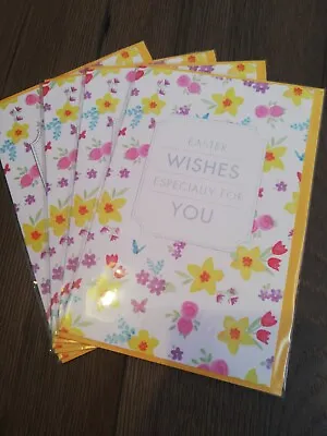 Pack Of 4 Easter Cards BNIP Colourful Flowers  • £2.99