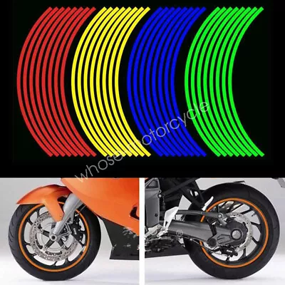 10-12  17-19  Motorcycle Wheel Rim Reflective Strips Stripe Tape Decal Sticker • $6.78