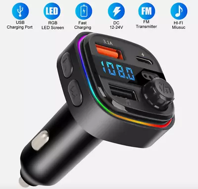 Bluetooth Car FM Transmitter MP3 Player Hands Free Radio Adapter Kit USB Charger • $14.99