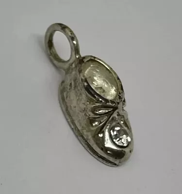 Sterling Silver Vintage Baby Shoe Rhinestone Bracelet Charm Or Necklace Pendant • $14.46