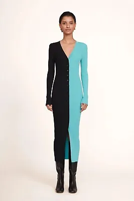 Staud Shoko Black Crystal Waters Sweater Dress Size L Nwot Midi Length Long Slv • $68