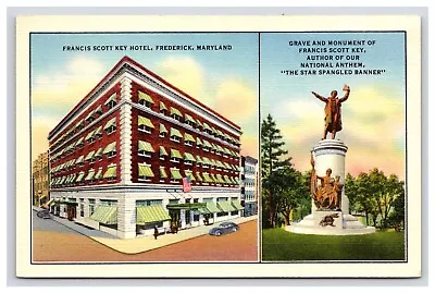 Postcard: MD Francis Scott Key Hotel Monument Frederick Maryland - Unposted • $5.96