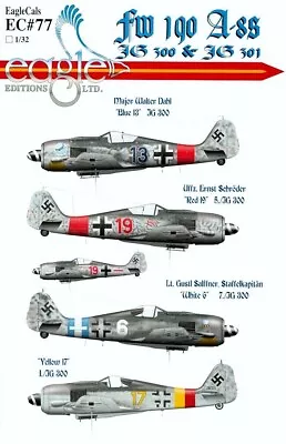 1/32 EagleCals #32077 Fw190A-8s JG.300 / 301 Decals • $17.99