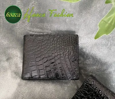 Black Genuine Alligator Leather Men Wallet Bifold Skin Exotic Animal RFID Block • $24.99