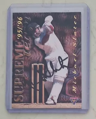 Michael Slater Futera Supreme 95/96 Signed Cricket Trade Card Ltd Edition Insert • $48.90