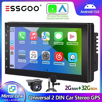 7'' Double 2Din 32G Android 13 Touch Screen Car Stereo Radio GPS BT Carplay +CAM • $71.89