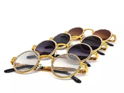 Shining Round Rhinestone Sunglasses  Men Festival Sunnies Hippie Classic Shades • $14.99