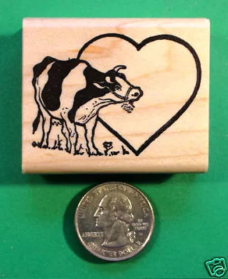 Cow Rubber Stamp Wood Mounted • $5