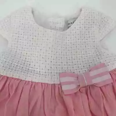 Maggie & Zoe 0-3 Months White And Pink Fit And Flare Dress  • $14