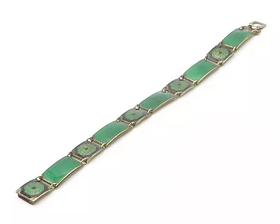 DAVID ANDERSEN NORWAY 925 Silver - Vintage Rare Enamel Chain Bracelet - BT6536 • $299.99