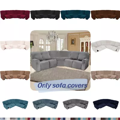 Luxurious Velvet Sofa Cover Set For L-shaped Sofas Full Coverage 5-person Deep • $51.99