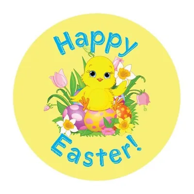 Happy Easter Stickers 30mm Diameter - Set Of 144 Easter Chick Design Vinyl • £2.25