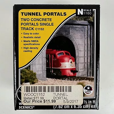 Woodland Scenics C1152 Two Single Track Concrete Tunnel Portals N Scale NEW • $9.97