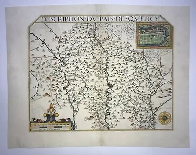 Quercy France 1617 Jean Le Clerc Large Unusual Antique Map 17th Century • £229.57