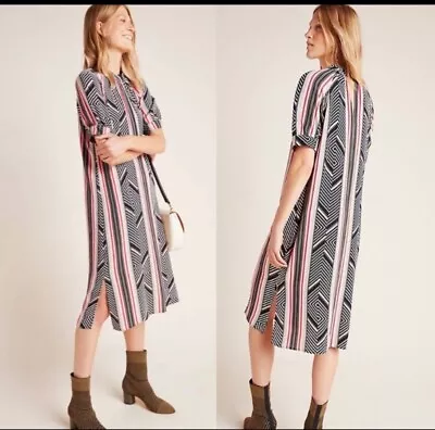 Anthropologie McKenzie Women Mock Neck Tunic Midi Dress Size S Small Oversized • $35