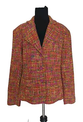 Pre-owned  RQT Pink/Orange Tweed Blazer Sz 16  Jacket Business Casual Womens • $25