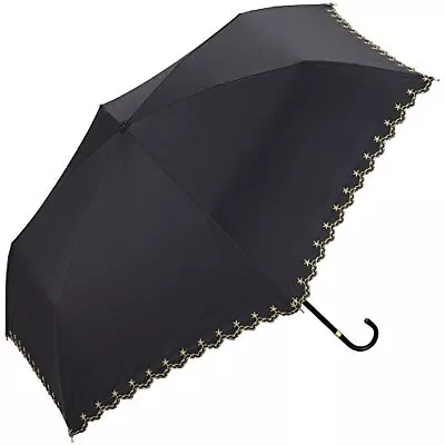 Wpc Parasol Light Blocking Scalloped Mini Black 50cm Folding Umbrella • $28.73