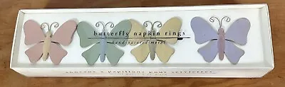 £36.63 • Buy PIER 1 IMPORTS Napkin Rings Hand Painted Metal Butterfly NIB NOS Tableware Deco