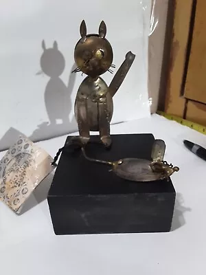 Vintage Mcm 1970 Raul Zuniga Handmade  Utensils  Art Sculpture Cat & Mouse • $25