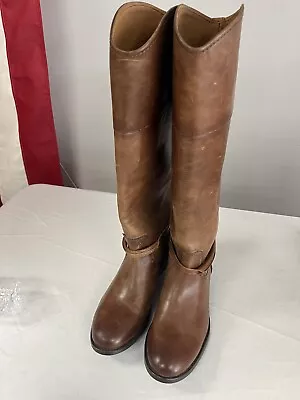 Frye Boots Womens 8.5 B -Melissa Seam Tall Cognac Leather Knee High Riding Shoes • $85