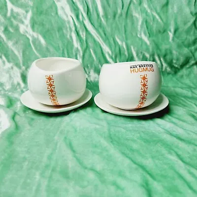 Set Of 2 Max Brenner Hugmug Hug Mug Chocolate By The Bald Man Ceramic Cup/saucer • $20