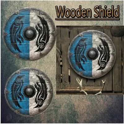 £21.60 • Buy Eivor Valhalla Raven War Pattern Viking Shield Wooden Hanging Shield Ornaments