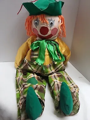 Clown Mime Rag Doll Vintage Handmade 25” Cotton Cloth  • $25.99