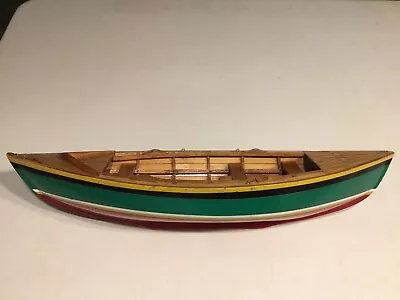 Vintage 18” Long Row Boat Handmade Wooden Nautical Model Kit Toy Boat • $79.99