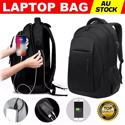 Men Business Travel Shoulder Bag Adjustable Computer Laptop Backpack W/ USB Port • $30.95