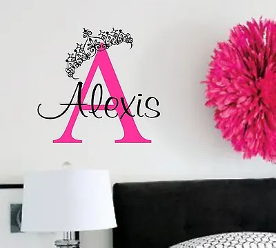 Wall Decal-Personalized Princess Monogram And Name- Vinyl Wall Decal Girls • $26