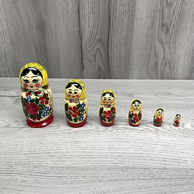 VINTAGE WOODEN MATRYOSHKA NESTING DOLLS - 6 Pieces 5.5  Tall Made In Russia • $19.99