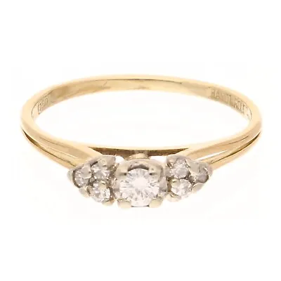 18Carat Yellow Gold 0.20ct Diamond Solitaire W/ Accents Ring (Size N) 3mm Head • £199